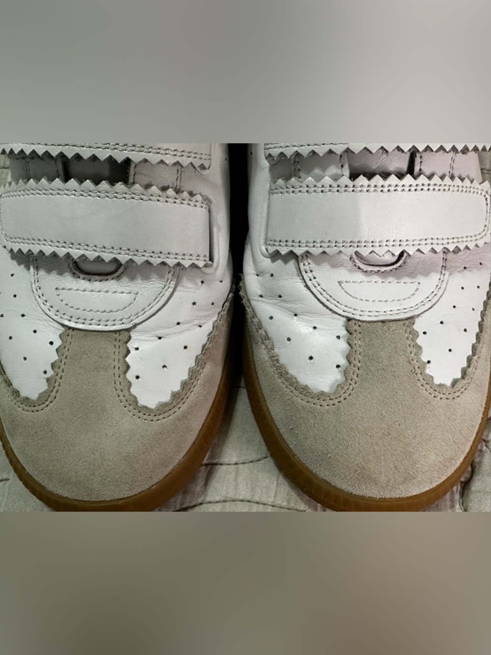 Isabel Marant Beth Velcro Sneakers White Black Suede Size 39 EU - Picture 10 of 13